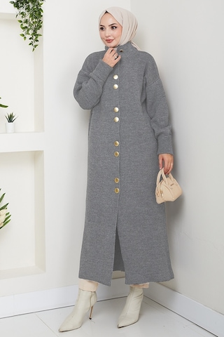 Reha Düğmeli Triko Hırka 1603 - Gri Gri