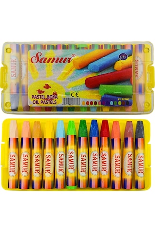 Samur Plastik Kutulu Pastel Boya 12 Renk