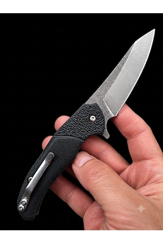 Dayanıklı Katlanır Çakı N690 Böhler Rulmanlı Çelik, İçten Kilitli Siyah