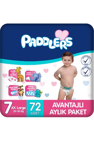 Paddlers Bebek Bezi 7 Numara XX-Large 72 Adet (20-30 Kg) Aylık Paket