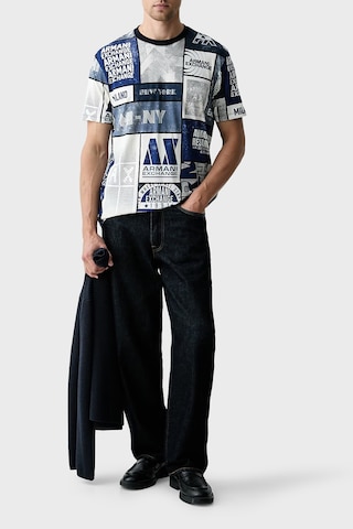Armani Exchange Jakarlı % 100 Pamuk Regular Fit Bisiklet Yaka T Shirt Erkek T Shirt Xm003021 Af10356 F0217 Kırık Beyaz KIRIK BEYAZ