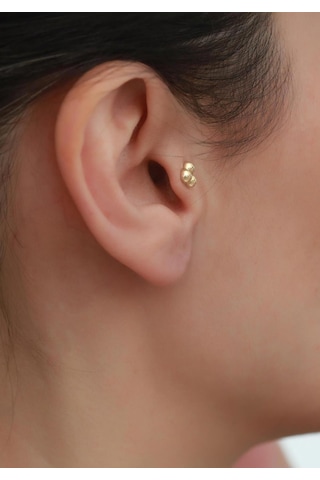 14 Ayar Altın Üç Toplu Tragus Piercing Sarı