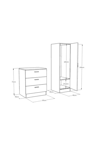 Yurudesign Nancy Aynalı Şifonyer Gardırop Çam-Antrasit