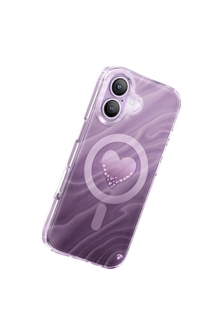 İphone 17 Uyumlu Kılıf M-safe Özellikli l Swarovski Taşlı Zore Paris Rovix Sert Pc Kapak Mor