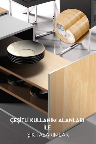 Büro Ev Ofis Mutfağı İçin 5mt Ahşap Motif Yapışkanlı Kaplama Folyosu