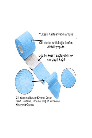 Yüz Kaldırma ve Kırışıklıklar için Kinezyo Mavi Bant Mavi