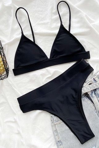 Angelsin Yüksek Bel Siyah Bikini Altı 001