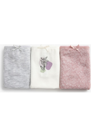 Koton Pamuklu Külot Brief 3'lü Baskılı Kurdele Detaylı Pembe Desenli 3slk30022mk 3SLK30022MK01F Pembe
