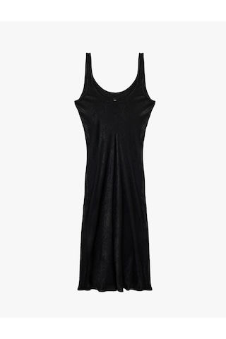 Koton Kolsuz U Yaka Slim Fit Saten Midi Abiye Elbise Siyah 6sak80115uw Siyah
