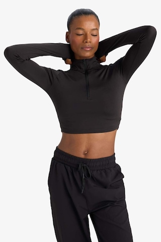 Defacto Defactofit Slim Fit Dar Kesim Fermuarlı Dik Yaka İçi Yumuşak Tüylü Esnek Kumaş Uzun Kollu Tişört W0343az25aubk81 SIYAH