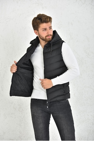 Wapp Unisex Siyah Jel Dolgu Kapüşonlu Şişme Yelek