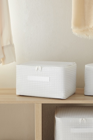 Home Wave 4'lü Küçük Boy Gri Pötikare Hurç Set 30 x 22 x 18 cm