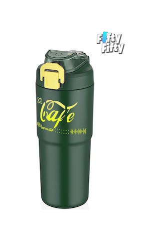 Vagonlife 2'li Çelik Termos-kahve Bardağı Seti 750ml Çift Kullanım Termos//450ml Mug Kahve Bardağı Yeşil - Turuncu
