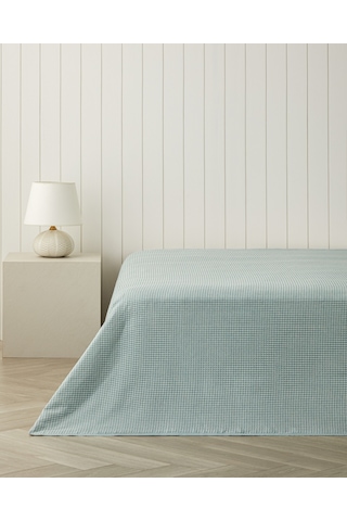 Modern Grid Tek Kişilik Pike 150x220 Cm Seledon