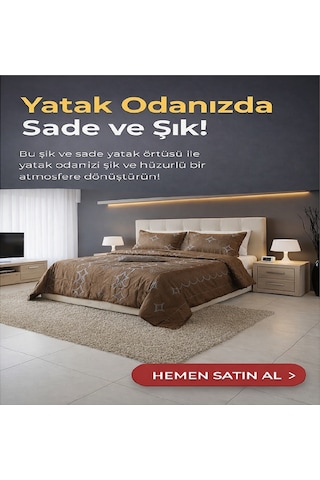 Çift Kişilik Saten Yatak Örtüsü-Koyu Kahverengi