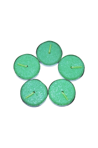 Tea Lights Yeşil Mum 5 Li 1 Paket Çok Renkli