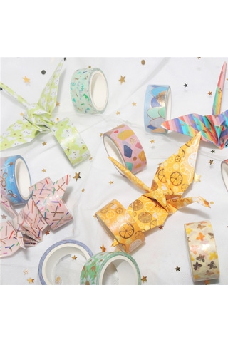 Singree 12 Rulo Şık Desenli Altın Varaklı Washi Bant - Dıy, Planlayıcı Ve Hediye Paketleme İçin