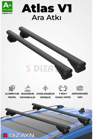 S-dizayn S-bar Atlas V1 Ara Atkı Tavan Taşıyıcı Barı Siyah 165 Cm Universal A+ Kalite