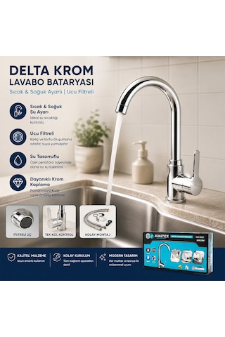 Krom Delta Lavabo Bataryası Aç Kapa Ktx-2639 50001 Açık Gri