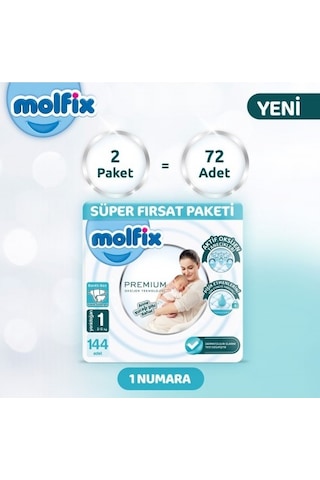 Molfix Premium Fırsat Paketi 72'li x 2 144 Adet PKT.MOLFIX.098 1 Numara