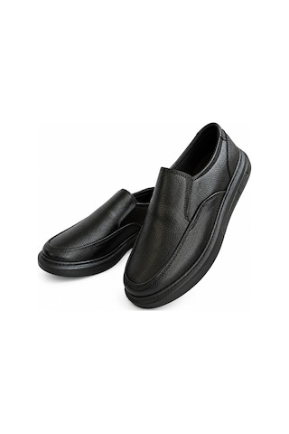 Yalçın Erkek Siyah Suni Deri Bağcıksız Loafer Ayakkabı Dokulu Yüzey, Dikiş Detaylı Kalın Taban Siyah - 933533797 Siyah