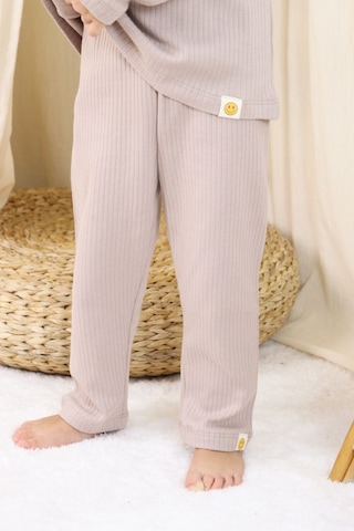 Zuzunga Basic Fitilli İnterlok Kumaş Pamuk 1-5 Yaş Vizon Bebek Pijama Takımı