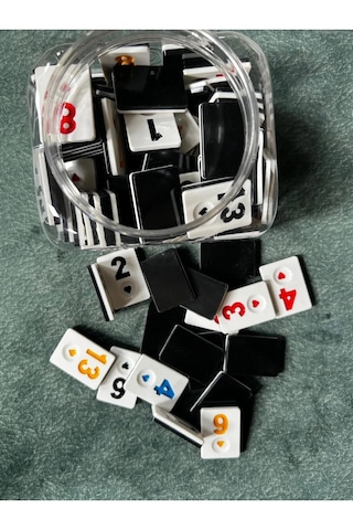 Çift Katlı Okey Taşı Siyah - Beyaz