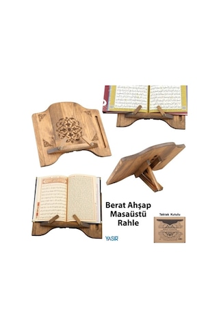 Ahşap Masa Üstü Rahle - Kuran Okuma Rahlesi - Berat Oymalı Rahle (550807486)