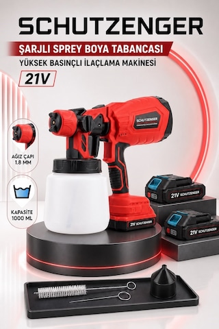 7-900w Şarjlı Boya Vernik Ve İlaçlama Makinesi Yüksek Basınç Püskürtme Kırmızı Seri