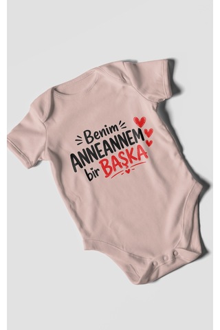 Morivokids Anneannem Bir Başka Kısa Kollu Bebek Body %100 Pamuk Pastel Pembe