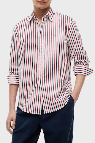 Tommy Hilfiger Çizgili Pamuklu Regular Fit Uzun Kollu Gömlek Erkek Gömlek Mw0mw43315 0ev Beyaz-kırmızı-lacivert