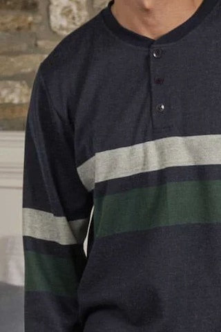 Cossy By Aqua 26402 Erkek Uzun Kollu Düğmeli Bisiklet Yaka Pijama Takımı-indigomelanj İndigo