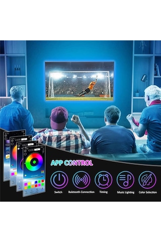 Telefon Kontrollü Tv Arkası Rgb Şerit Led 3 Metre