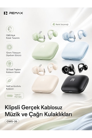 Remax OWS-26 Bluetooth 6.0 Kulak Klipsi Kulak İçi Kulaklık