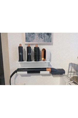 Airwrap Uyumlu Duvar Tipi Stand Saç Şekillendirici Ve Başlık Düzenleyici Raf Beyaz