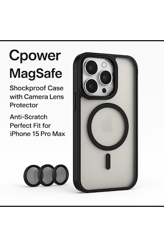 İphone 15 Pro Max Kılıfı, Kaliteli Kamera Lens Koruyucu Dahil, Magsafe Uyumlu Darbe Dayanaklı, 3 Renk Siyah