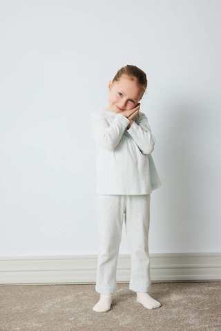 DeFacto Kız Bebek Pijama Takımı Ribana Uzun Kollu Üst Beli Lastikli Uzun Alt E0766A525SPBE61 Mavi
