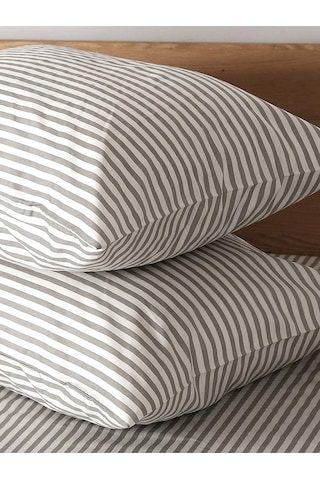 Caqqa Çizgili Pamuk 2 Adet 50x70 Cm Yastık Kılıfı