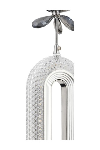 Led Alfa Tekli Gümüş 3 Renk Ledli Kristal Taşlı Modern Led Avize Krom