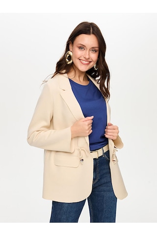 Faik Sönmez Beli Tünelli Astarsız Örme Blazer Ceket S26ckt007 Us26ckt00772 Taş