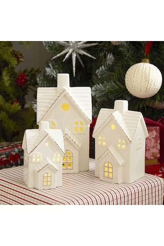 Karaca Home New Year Yılbaşı Ev Şekilli Ledli Dekoratif Obje Beyaz 8,7 X 7,8 X 14 Cm