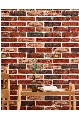 70x70cm 1 Adet Kendinden Yapışkanlı Çok Renkli Taş Tuğla Desen Salon Ofis Duvar Kağıdı Paneli Nw149