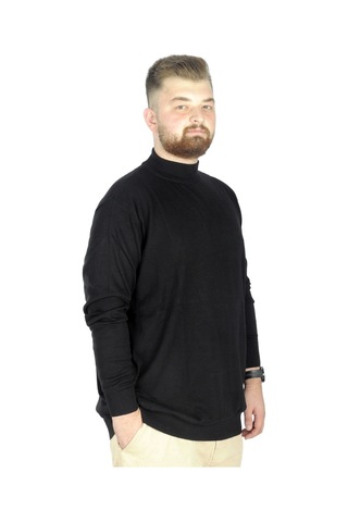 Mode Xl Büyük Beden Kazak Yarım Balıkçı 22208 Siyah 001