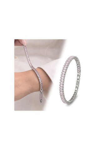 Moncuk Design 5mm Pembe Zirkon Taşlı Ayarlanabilir Su Yolu Kadın Bileklik 3351kbv4d1 Sarı