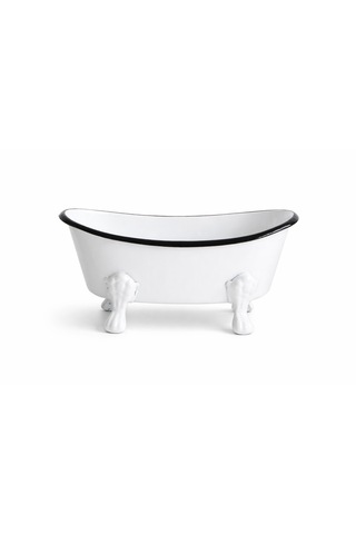 Dekoratif Metal Sabunluk Vintage Küvet Tasarım Banyo Sabunluk Banyo Lavabo Dekoru Açık Gri - Beyaz