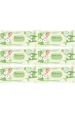 Bebem Natural Islak Mendil Narin Dokunuş/yenidoğan 90 Yaprak 6 Lı 6'lı Set