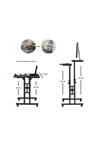 Sekizincicaddedizayn Yükseklik Ayarlı Bilgisayar/Laptop Ve Çalışma Masası -Ceviz 70X60 Ceviz