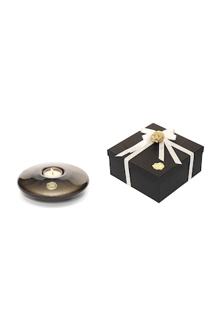 Siyah Golden Glow Cam Mumluk Ve Tealight Seti Dekoratif Sıvama Kutulu
