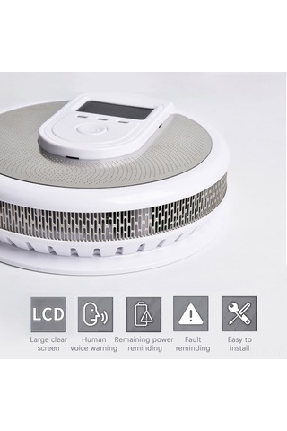 Xindoker Akıllı Karbon Monoksit Ve Duman Alarmı, İnsan Sesli Uyarı, Lcd Ekranlı, 3xaa Pil Pil Yok , Kolay Kurulum, Ev Güvenliği Algılayıcı