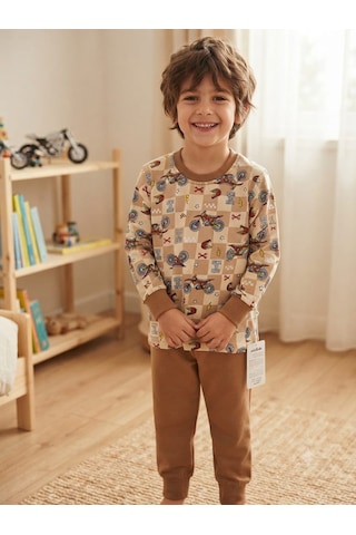 Kapitex Erkek Çocuk Pijama Takımı Kahverengi